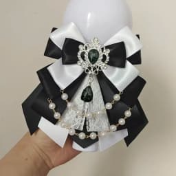 Retro Lolita Pearl Chain Crystal Bow-tie Handmade Jewelry Women's Set Shirt Collar Bow Carat Stick Hand Lamp Concert Accessories