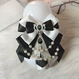 Retro Lolita Pearl Chain Crystal Bow-tie Handmade Jewelry Women's Set Shirt Collar Bow Carat Stick Hand Lamp Concert Accessories