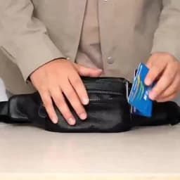 Men's Genuine Leather Chest Bag Double Zipper Cowhide Fanny Pack Casual Crossbody Sling Bag for Daily Commute & Travel