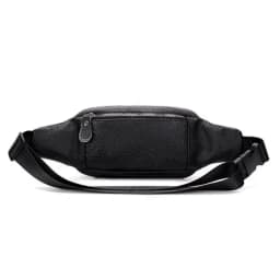 Men's Genuine Leather Chest Bag Double Zipper Cowhide Fanny Pack Casual Crossbody Sling Bag for Daily Commute & Travel