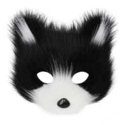 Faux Fur Fox Mask Furry Half Face Animal Cat Mask Halloween Cosplay Party Costume