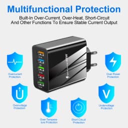 48W USB Charger Fast Charge QC 3.0 Wall Charger Adapter For iPhone 14 13 Samsung Xiaomi Mobile Phone Charger 5 Ports EU US Plug
