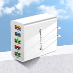 48W USB Charger Fast Charge QC 3.0 Wall Charger Adapter For iPhone 14 13 Samsung Xiaomi Mobile Phone Charger 5 Ports EU US Plug