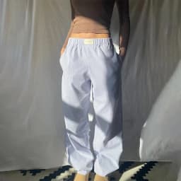 Y2K Striped Print Long Pant Women Elastic Waist Wide Leg Pants Fashion Casual Cotton Straight Trousers