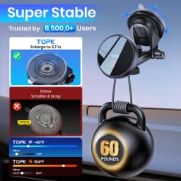 TOPK Fits MagSafe Car Mount for Universal Dashboard, Magnetic Phone Holder for Car,Super Stable Car Mount for iPhone &All Phones