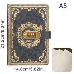 A 5 retro password diary lock thickened luxury creative hand book student diary stationery supplies