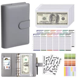 PU Leather Wallets Budget Binder With Cash Envelopes Pockets Zip Budget Pouch Binder For Saving Money A6 Planner Organizer