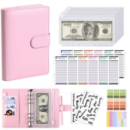 PU Leather Wallets Budget Binder With Cash Envelopes Pockets Zip Budget Pouch Binder For Saving Money A6 Planner Organizer