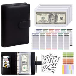 PU Leather Wallets Budget Binder With Cash Envelopes Pockets Zip Budget Pouch Binder For Saving Money A6 Planner Organizer
