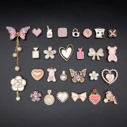 1pcs Pink Bow Butterfly Designer Metal Shoe Charms Bag Luxury Decorations Pins for Women Girls Gifts Flower Shoe Accessories