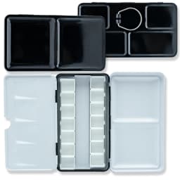 Empty Watercolor Palette Paint Tray with 14 Half Pans - Sturdy Empty Watercolor Palette Tin - Travel Watercolor Palette with Lid