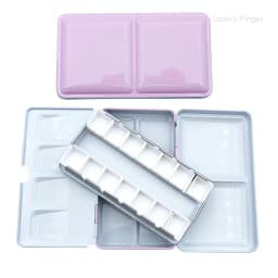Empty Watercolor Palette Paint Tray with 14 Half Pans - Sturdy Empty Watercolor Palette Tin - Travel Watercolor Palette with Lid