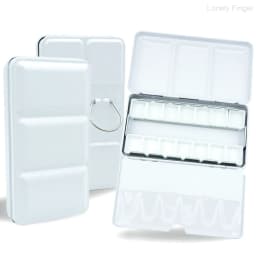 Empty Watercolor Palette Paint Tray with 14 Half Pans - Sturdy Empty Watercolor Palette Tin - Travel Watercolor Palette with Lid