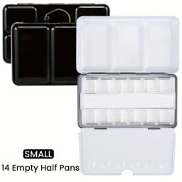 Empty Watercolor Palette Paint Tray with 14 Half Pans - Sturdy Empty Watercolor Palette Tin - Travel Watercolor Palette with Lid