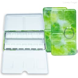 Empty Watercolor Palette Paint Tray with 14 Half Pans - Sturdy Empty Watercolor Palette Tin - Travel Watercolor Palette with Lid
