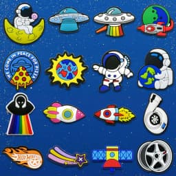 1/16pcs PVC Spaceship Shoe Charms Cartoon Astronaut Cool UFO ET Shoe Accessories Decorations Pins for Men Boy Kids Sandal Gifts