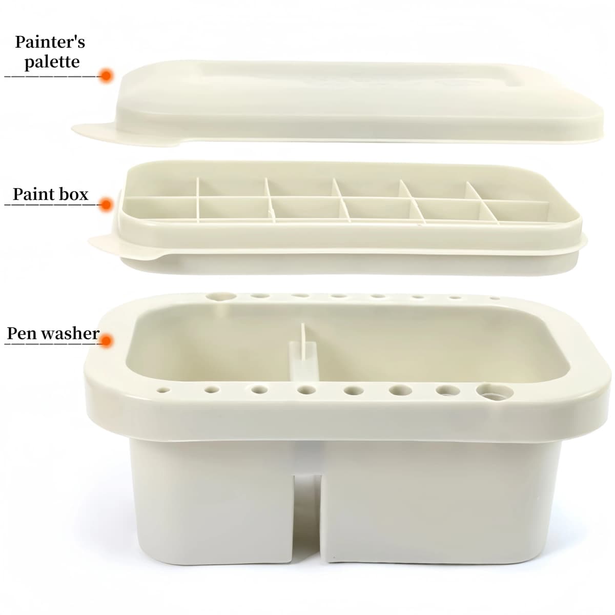 Multi-function pen wash bucket three-piece set with color palette bucket pen shaper can be illustrated pen hand wash pen palette