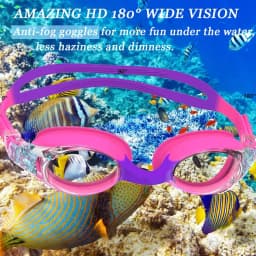 Kids Swim Goggles and Silicone Swim Cap Set with Nose Clip Earplugs, Waterproof No Leaking Anti Fog UV Protection for Boys Girls