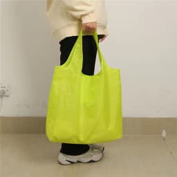 Eco-Friendly Folding Shopping Bag Waterproof Reusable Shoulder Handbag for Travel Grocery Fashion Pocket Tote Solid Color Bag