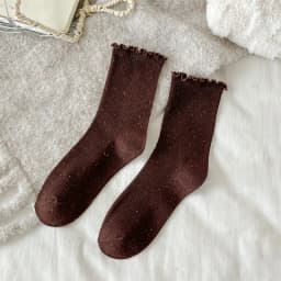 Woman Socks Autumn Winter New Solid Color Retro Frilly Ruffle Socks Female Casual Daily Preppy Style Japanese Crew Socks Girls