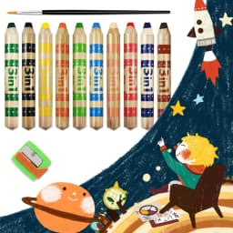10 Short Jumbo Colored Pencils, Cute Animal Pencils for Kids ages 3-12, Halloween Thick Pencils with Sharpener, Toddler Coloring