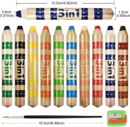 10 Short Jumbo Colored Pencils, Cute Animal Pencils for Kids ages 3-12, Halloween Thick Pencils with Sharpener, Toddler Coloring