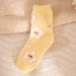 Small Yellow Duck Socks Women's Middle Tube Autumn Winter Cute Kawaii Fluffy Mink Velvet Home Floor Coral Velvet Sleeping Socks