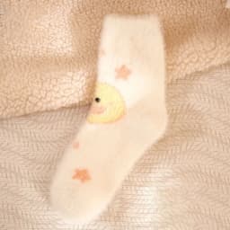Small Yellow Duck Socks Women's Middle Tube Autumn Winter Cute Kawaii Fluffy Mink Velvet Home Floor Coral Velvet Sleeping Socks