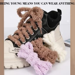 1 Pairs Plush Lacing Furry Fluffy Shoelaces Round Plush Shoelaces Replacement Sports Shoes Laces Round Shoelaces