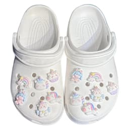Lovely Cartoon Rainbow Pony Hole Shoe Charms Decorations Cute Unicorn Baby Shoes Buckle DIY 3D Hole Shoe Accessories