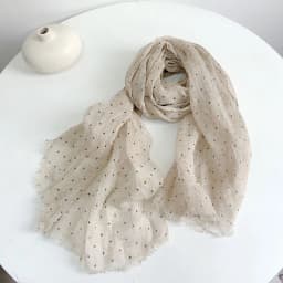 Spring and Summer 100% Linen Polka Dot Lightweight Breathable Sunscreen Scarf Shawl