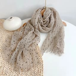 Spring and Summer 100% Linen Polka Dot Lightweight Breathable Sunscreen Scarf Shawl