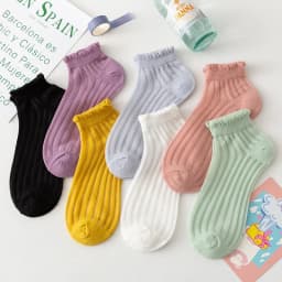 10Pairs Women's Solid Frill Trim Sock Soft & Lightweight Sweet Japanese Style Short Socks Comfortable Breathable Low Cut Sox