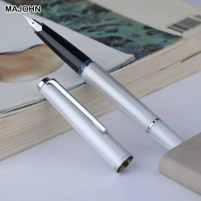 Limited MAJOHN B32 Metal Strive Piston Fountain Pen with Butterfly F Tip Iridium Writing Ink Pen PK JINHAO 59 School Supplies