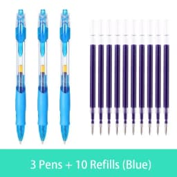 Retractable Gel Pen Set 0.5mm Black/Red/Blue Large Capacity Ball Point Pen Handle Replaceable Refills Rod School Office Supplies