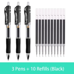 Retractable Gel Pen Set 0.5mm Black/Red/Blue Large Capacity Ball Point Pen Handle Replaceable Refills Rod School Office Supplies