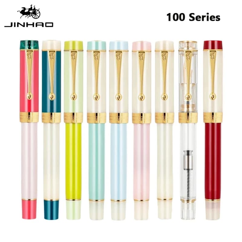 Jinhao 100 Centennial Fountain Pen Resin Luxury Pens Green Color F/M Classic Nib Writing Pen Stationery Office School Supplies