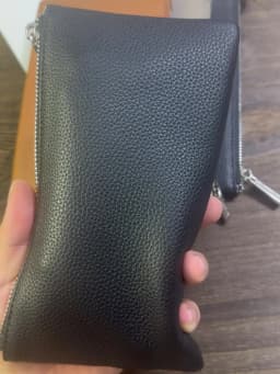 Genuine Leather Wallet Zipper Long Large Capacity Phone Card Money Clip Coin Purse Solid Color Litchi Pattern Clutch Bag