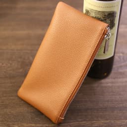 Genuine Leather Wallet Zipper Long Large Capacity Phone Card Money Clip Coin Purse Solid Color Litchi Pattern Clutch Bag