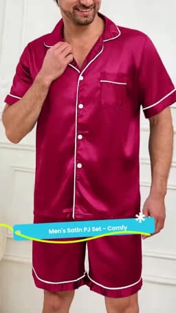 Mens two piece pajama set satin casual comfortable pijama button pocket short sleeve shirt with shorts Pajamas sleepwear for Men