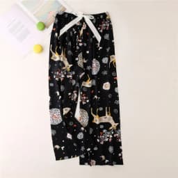 Cute Women Loose Pajama Pants Summer Lounge Trousers Floral Print Casual Stretch Waist Drawstring High Waist Pants Home Pants