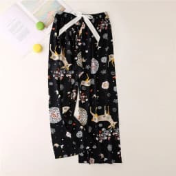 Cute Women Loose Pajama Pants Summer Lounge Trousers Floral Print Casual Stretch Waist Drawstring High Waist Pants Home Pants