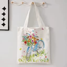 Butterfly Floral Reusable Bag Colorful Weed Pattern Shopping Travel Large Shoulder Bag Foldable Utility Tote Bags