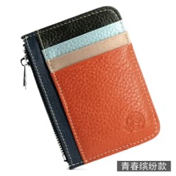 Small Men's Wallet Genuine Leather Credit Card Holder With Zipper Coin Pocket Mini Purse For Women Driver's License ID Slot