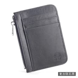 Small Men's Wallet Genuine Leather Credit Card Holder With Zipper Coin Pocket Mini Purse For Women Driver's License ID Slot