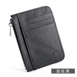 Small Men's Wallet Genuine Leather Credit Card Holder With Zipper Coin Pocket Mini Purse For Women Driver's License ID Slot