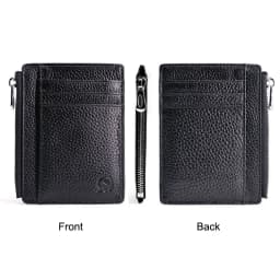 Small Men's Wallet Genuine Leather Credit Card Holder With Zipper Coin Pocket Mini Purse For Women Driver's License ID Slot