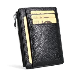 Small Men's Wallet Genuine Leather Credit Card Holder With Zipper Coin Pocket Mini Purse For Women Driver's License ID Slot