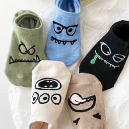 5 pairs of socks cartoon funny expressions boat socks women's spring and summer thin invisible cute socks