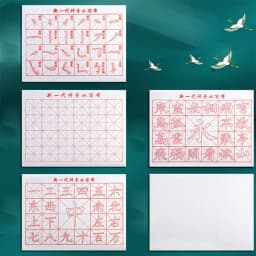 No Ink Magic Water Writing Cloth Brush Gridded Fabric Mat Chinese Calligraphy Practice Practicing Intersected Figure Set
